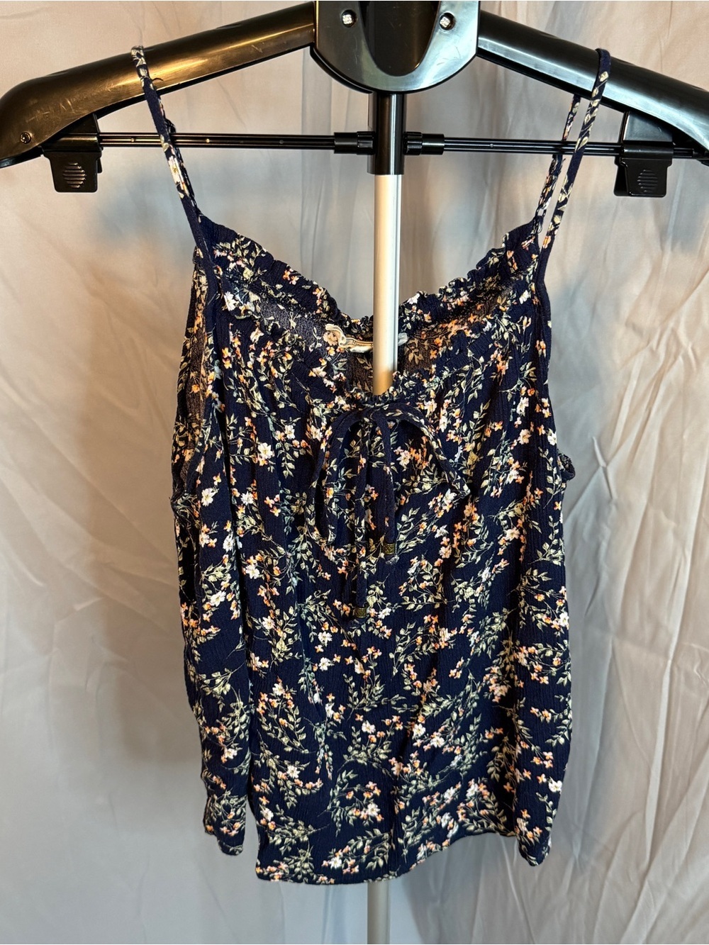 Hippie Rose Navy Floral Lace-Trim Camisole